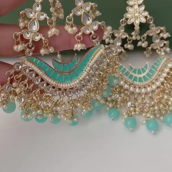 Kundan  Pearl Jhumka Earrings: party wear big earrings